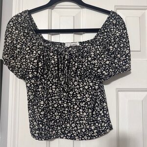 Floral Black and White Women's Top Carly Jean